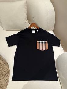Burberry Check Pocket Cotton T-Shirt In Black
