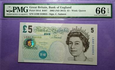 Great Britain 5 pounds 2002 PMG66EPQ
