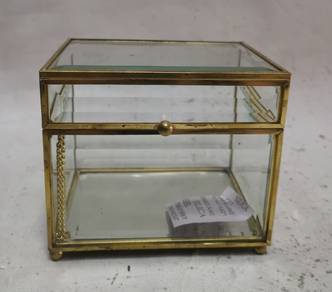 Heavy clear glass trinket box vintage vanity dress