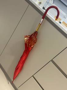Red Wedding Umbrella with Gold Accents