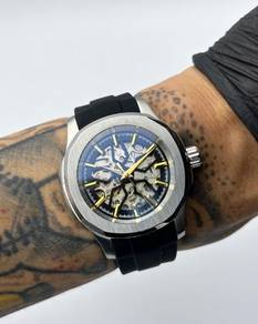 Custom Seiko Mod 40mm Black Silver Skeleton Naut
