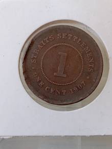 1907 1 cent straits settlement coin