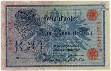 Germany 100 marks 1908 vf red