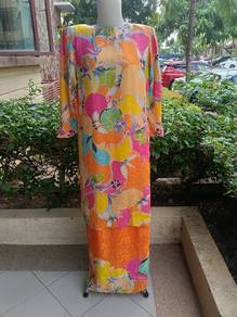 Vintage Vibrant Floral Batik Sutera Baju Kurung Or