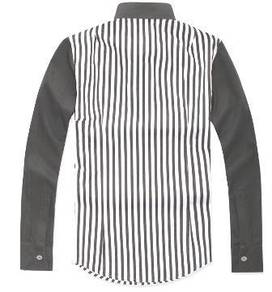 F0524 Vertical Stripe Grey Blue Long Sleeve Shirt