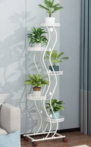 White Display rack plant flower pot holder roda