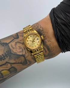 Custom Seiko Mod 26mm No Logo Gold Diamond Datejus