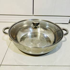 32cm Stainless Steel Shabu Hot Pot + Glass Cover