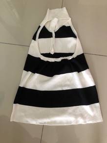 Y2K Striped Backless Halter Top (Size M/L) 