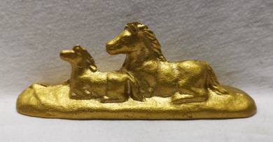Japanese-made mother and child horse, paperweight