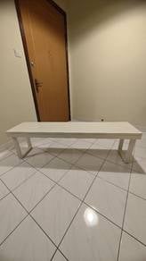 White Wooden Bench with Metal Legs