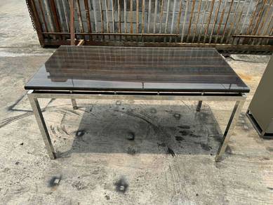 5x2.5ft Stainless Steel Frame Tempered Glass Dinin