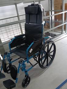 Blue lightweight Folding Wheelchair with headrest