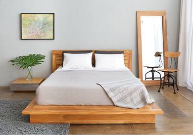 Teak Floating Bed Frame