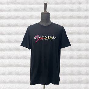 Givenchy Black Tee with Rainbow Embroidery Wording
