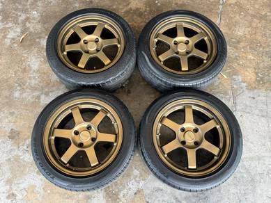 Rim second 15 TE37 siap tayar myvi vios city jazz