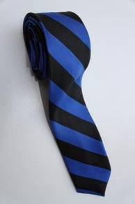 SLIM Blue Black #1 Quality Striped Formal Neck Tie