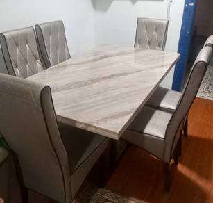 Meja makan marble 6 kerusi