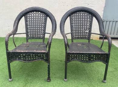 YE25C Kerusi Rotan Wicker Rattan Arm Chair * Pair