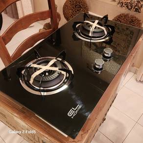 Double Burner Gas Stove Tempered Glass 