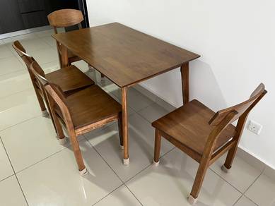 Wooden Dining Table and 4 Chairs Set
