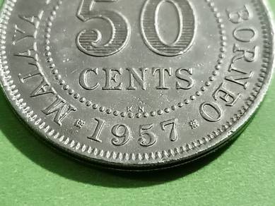 50 sen Malaysia Tahun 1957-KN (wash)