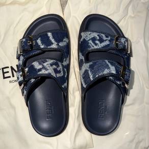 Fendi Denim FF Vertigo Slides Sandals