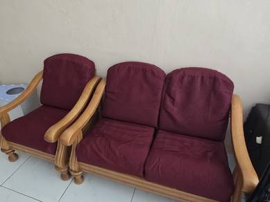 kerusi kayu secondhand 3+2+1+1 /meja