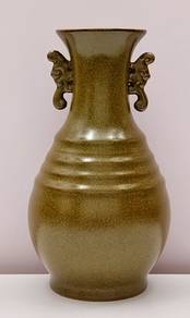 Tea Dust Glazed Vase with Dragon Handles