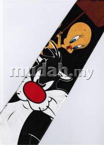 Tweety Bird Hammer Sylvester Cat Cartoon Neck Tie