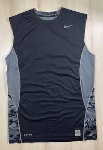 Nike Pro Black Sleeveless Fitted Tee #CA Used