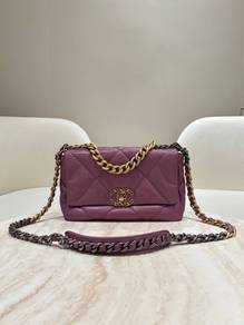 Chanel 19 Flap Shoulder Bag in Purple Lambskin