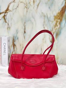 Tod's Red Leather Shoulder Flap Bag