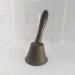 Antique Brass School Bell with Wooden Handle