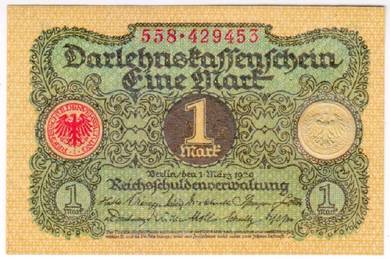 Germany 1 Mark - year 1920   Aunc