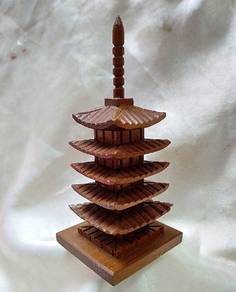Wooden Miniature Hand Carved Japanese Pagodas