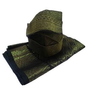 Set Tanjak & Samping Songket (Hitam Benang Hijau) 