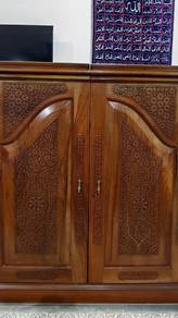 Premium Solid Walnut Wood Folding Bar Cabinet 
