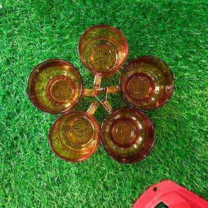 5Pcs Vintage Retro Amber Glass Coffee Tea