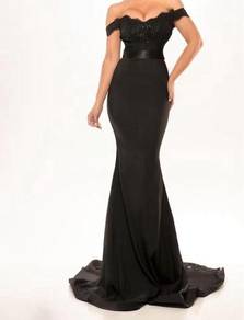 Black wedding prom evening dress gown RBP1043