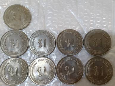 Singapore Lion head 1 dollar coin