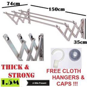 Wallmount Thick Cloth Drying Rack 3 Layers 2 Meter