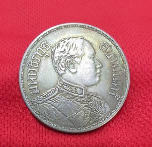 THAILAND Siam 1 Baht 1916 BE2459 About UNC Silver