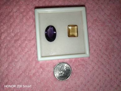 1 Pair Of High Quality Crystal(Citrene & Amethyst)