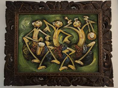 Balinese Painting mounted on Wooden decorative car