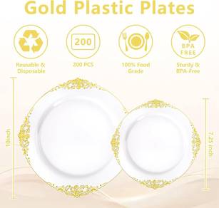 Plastic disposable party plates 25pcs/pack Elegant