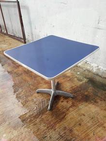 Q56-AJ  Meja Besi Outdoor Table Iron Base Top Blue