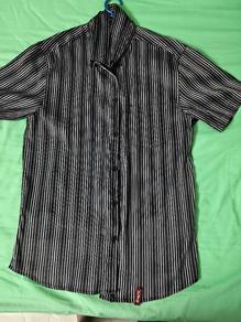 White Striped Short Sleeve Button-Up Shirt