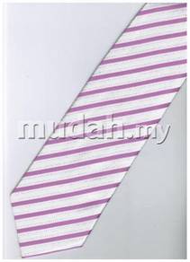 EPK03 Pink White Blinking Striped Formal Neck Tie