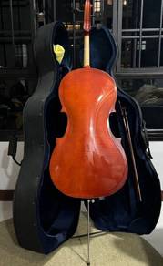 4/4 Full Size Cello Set - With Hard Case, Bow & 